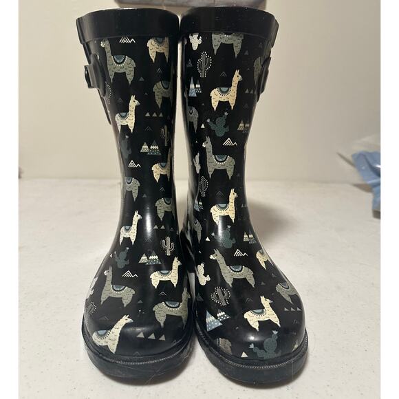Capelli New York Women's Llama Tall Waterproof  Rubber Rain Boots Size 7 - Picture 1 of 6